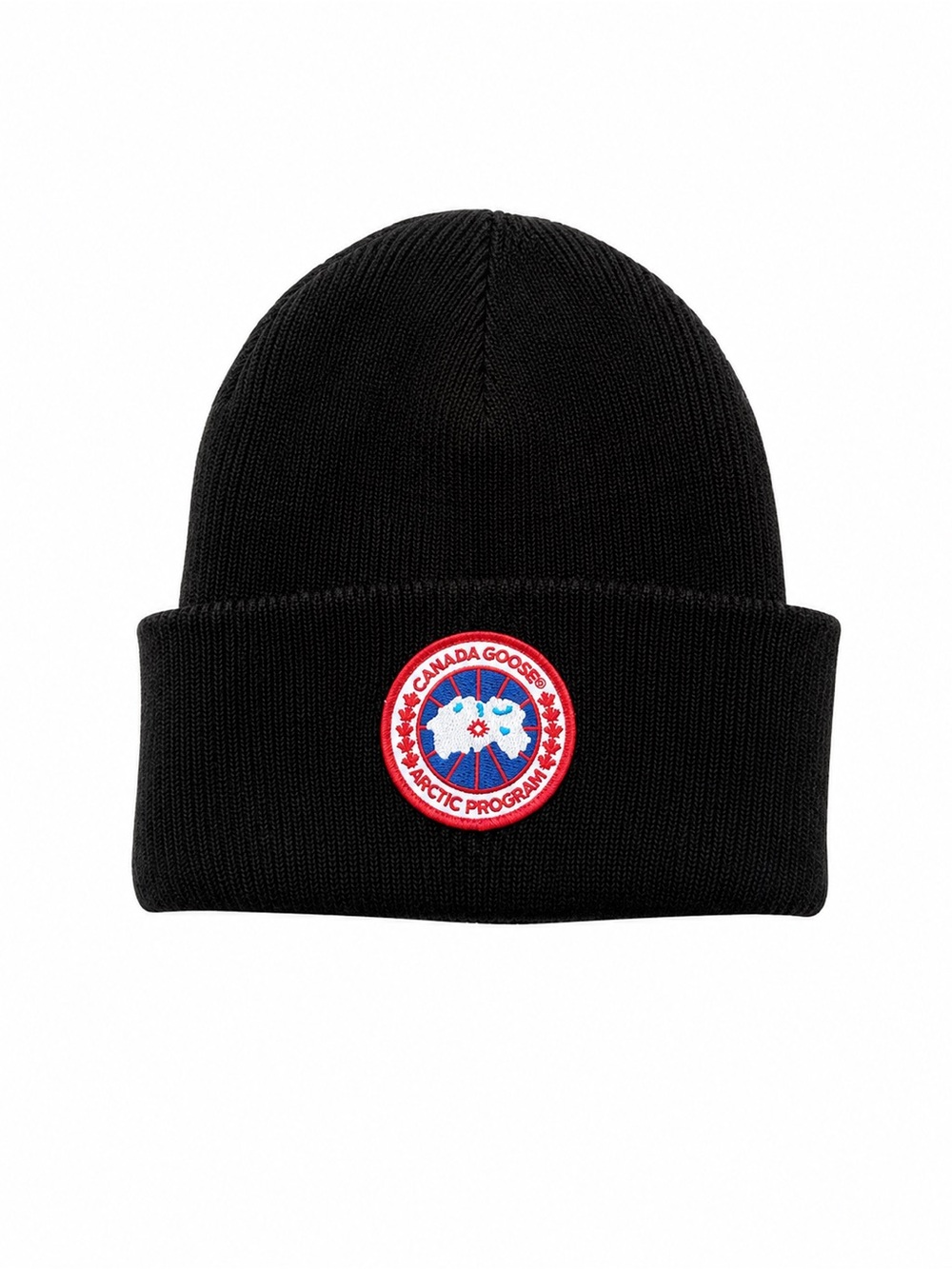 Canada Goose Arctic Program Black Beanie Hat Logo Patch OS Authentic